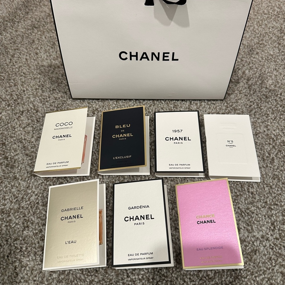 Chanel Fragrance Collection with Black, White, and Gold Accents